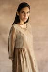 Buy_Swatti Kapoor_Beige Handwoven Chanderi Printed Block Round Shima Kurta  _Online_at_Aza_Fashions