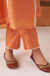 Shop_Shipraa Grover_Orange Chanderi, Cotton Pearls, Lace Aiza Floral Embroidered Kurta Pant Set  _Online_at_Aza_Fashions
