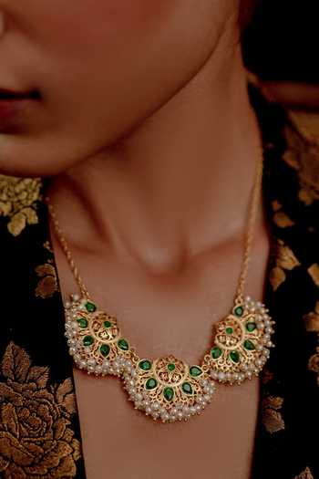 Buy_ZARIIN_Gold Plated Sunayna Necklace _Online_at_Aza_Fashions