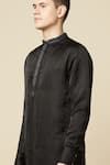 Buy_Spring Break_Black 50% Cotton Embroidered Cutdana Collar Kurta 