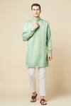 Spring Break_Green Cotton, Polyester Embroidery Straight Kurta _Online_at_Aza_Fashions