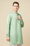 Spring Break_Green Cotton, Polyester Embroidery Straight Kurta _at_Aza_Fashions
