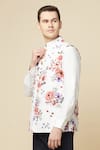 Buy_Spring Break_White Cotton Printed Floral Bundi And Shirt Set_Online_at_Aza_Fashions
