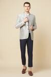 Spring Break_Grey Cotton Floral Embroidered Jodhpuri Jacket_Online_at_Aza_Fashions