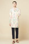 Buy Spring Break Beige Cotton, Polyester, Linen Embroidery Floral Print Kurta And Pant Set Online at Aza Fashions Buy_Spring Break_Beige Cotton, Polyester, Linen Embroidery Floral Print Kurta And Pant Set_Online_at_Aza_Fashions