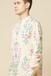 Shop Spring Break Beige Cotton, Polyester, Linen Embroidery Floral Print Kurta And Pant Set Shop_Spring Break_Beige Cotton, Polyester, Linen Embroidery Floral Print Kurta And Pant Set