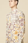 Shop_Spring Break_Beige Cotton, Polyester, Linen Embroidery Printed Kurta Set 