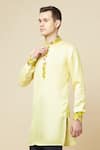 Buy_Spring Break_Yellow Pu Printed Floral Collar Kurta _Online_at_Aza_Fashions