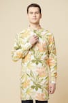 Buy_Spring Break_Yellow Pu Printed Floral Cotton Kurta_Online_at_Aza_Fashions
