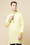 Shop_Spring Break_Yellow Pu Printed Floral Collar Kurta 