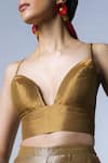 Shorshe Clothing_Gold Handloom Tissue Solid Sweetheart Neck Bralette _Online_at_Aza_Fashions