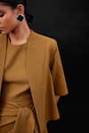 Shop_AMPM_Beige Wool Gm Karimah Swirl Embossed Jacket_Online_at_Aza_Fashions