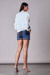 Shop_Saaksha & Kinni_Blue Denim Patchwork Shorts_at_Aza_Fashions