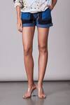 Saaksha & Kinni_Blue Denim Patchwork Shorts_Online_at_Aza_Fashions