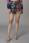 Saaksha & Kinni_Multi Color Chanderi Printed Abstract Shorts _Online_at_Aza_Fashions