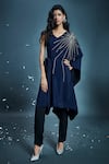 Buy_Varsha Wadhwa_Blue Hand Embroidered Kaftan Tunic_at_Aza_Fashions