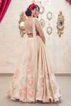 Shop_Show Shaa_Ivory Organza, Net, Satin Mirrors, Floral Hand Embroidered Bridal Lehenga Set 