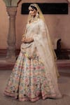 Buy_Show Shaa_Ivory Raw Embroidery Sequin Leaf Neck Floral Bridal Lehenga Set _Online_at_Aza_Fashions