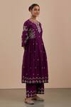 Priya Chaudhary_Purple Chanderi Silk Embroidered Kurta Set_Online_at_Aza_Fashions