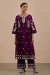 Buy_Priya Chaudhary_Purple Chanderi Silk Embroidered Kurta Set_Online_at_Aza_Fashions