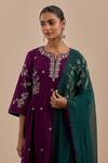 Shop_Priya Chaudhary_Purple Chanderi Silk Embroidered Kurta Set_Online_at_Aza_Fashions