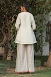 Shop_Nikasha_White Handwoven Banarasi Round Kurta And Palazzo Set _at_Aza_Fashions