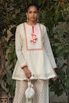 Nikasha_White Handwoven Banarasi Round Kurta And Palazzo Set _Online_at_Aza_Fashions