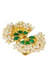 Buy Zariin Gold Plated Pearl Beads And Cubic Zirconia Gul-mohar Ring at Aza Fashions Buy_Zariin_Gold Plated Pearl Beads And Cubic Zirconia Gul-mohar Ring _at_Aza_Fashions