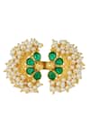 Zariin Gold Plated Pearl Beads And Cubic Zirconia Gul-mohar Ring Online at Aza Fashions Zariin_Gold Plated Pearl Beads And Cubic Zirconia Gul-mohar Ring _Online_at_Aza_Fashions