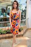 Buy_Saaksha & Kinni_Multi Color Satin Printed Midi Dress_at_Aza_Fashions