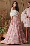 Buy_Shriya Som_Pink Organza Chevron Embellished Lehenga For Women_at_Aza_Fashions