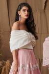 Buy_Shriya Som_White Taffeta One Shoulder Butterfly Draped Crop Top  _at_Aza_Fashions