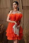 Buy_SHRIYA SOM_Orange Bandeau Ruffle Dress  _at_Aza_Fashions