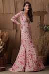 Buy_SHRIYA SOM_Pink Sweetheart Neck Floral Embroidered Gown  _at_Aza_Fashions