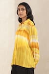 Shop_Ritu Kumar_Yellow Viscose Crepe Printed Tie Dye Spread Collar Shirt _Online_at_Aza_Fashions