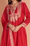 Soha By Harleen And Sona_Red Kurta And Palazzo Bamberg  Dupattatabby Asra Embroidered Set _Online_at_Aza_Fashions