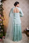 Shop_Soha By Harleen And Sona_Green Kurta And Sharara Chinnon Chiffon Dupatta Net Esra Set  _at_Aza_Fashions