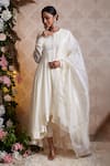 Buy_Soha By Harleen And Sona_Off White Anarkali Muslin Pant Malai Cotton Dupatta Zahra Asymmetric Set _at_Aza_Fashions