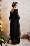 Shop_Soha By Harleen And Sona_Black Anarkali Yoke And Sleeves Bamberg Silk Anarkali Crepe Elia Draped With _at_Aza_Fashions