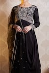 Buy_Soha By Harleen And Sona_Black Anarkali Yoke And Sleeves Bamberg Silk Anarkali Crepe Elia Draped With _Online_at_Aza_Fashions