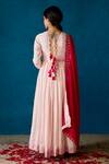 Shop_Soha By Harleen And Sona_Pink Anarkali Mysore  Dupatta Tabby Pearl, Amaya Embroidered With _at_Aza_Fashions
