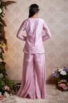 Shop_Soha By Harleen And Sona_Pink Chanderi Silk Cutdana, V Neck Kiana Top And Palazzo Set _at_Aza_Fashions