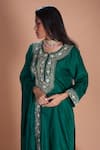 Soha by Harleen and Sona_Green Kurta Pure Silk Palazzos- Tussar Silk Kimaya Set  _Online_at_Aza_Fashions