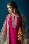 Buy_Soha by Harleen and Sona_Magenta Kurta And Pant Bamberg Silk Dupatta Net Embroidery Dabka Inaya Set _Online_at_Aza_Fashions