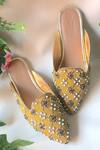 Buy_Sole House_Yellow Embroidered Pointed Toe Mules _at_Aza_Fashions