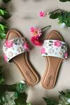 Buy_Sole House_White Embroidered Floral Crystal Sliders _at_Aza_Fashions