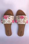 Shop_Sole House_White Embroidered Floral Crystal Sliders _at_Aza_Fashions