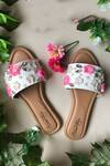 Sole House_White Embroidered Floral Crystal Sliders _Online_at_Aza_Fashions
