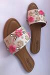Buy_Sole House_White Embroidered Floral Crystal Sliders _Online_at_Aza_Fashions