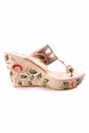 Sole House_Gold Embroidery Floral Kolhapuri Wedges _Online_at_Aza_Fashions